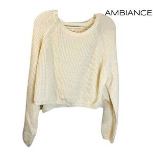 Ambiance Women's Long Sleeve Waffle Knit Sweater‎  Solid Color Pullover
